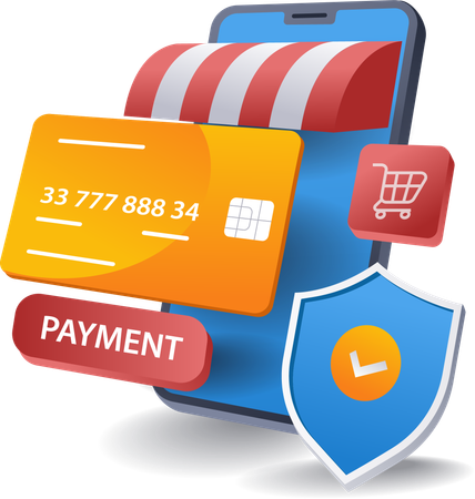 Security of online payment transactions ecommerce  Illustration
