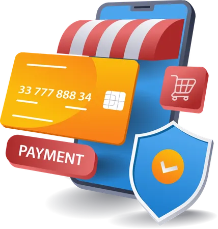 Security of online payment transactions ecommerce  Illustration