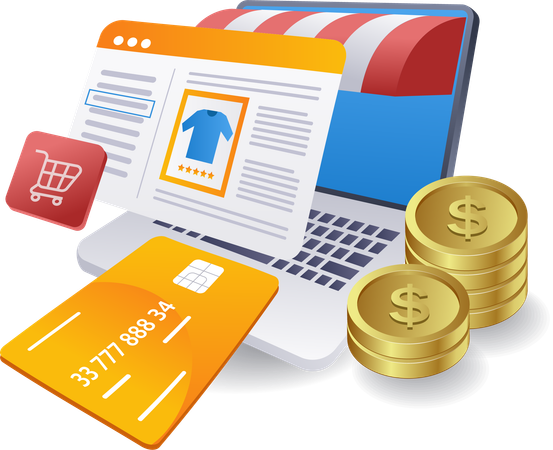 Security of online shopping and payment transactions ecommerce  Illustration