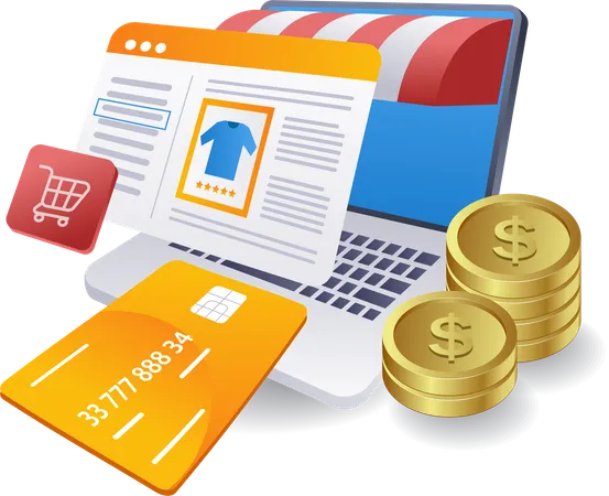 Security of online shopping and payment transactions ecommerce  Illustration