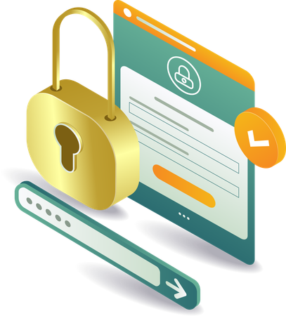 Security padlock password window  Illustration