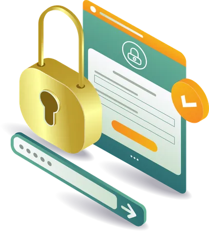 Security padlock password window  Illustration