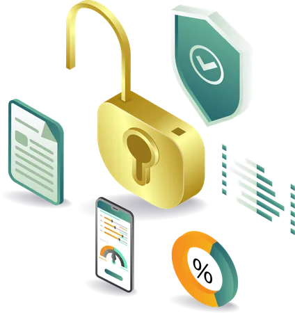 Security performance with business analysis  Illustration