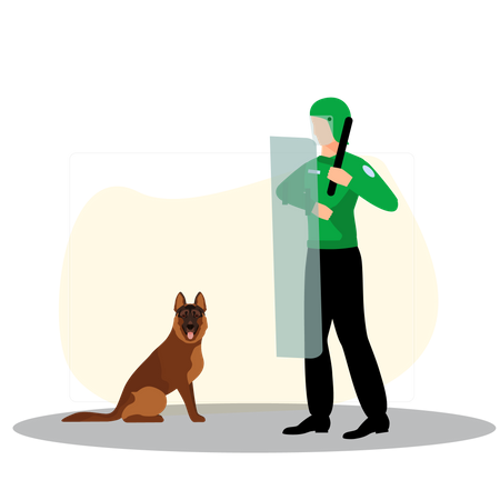 Security police with dog Illustration