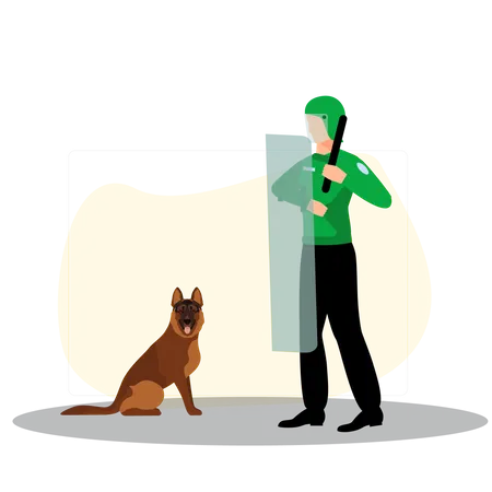 Security police with dog Illustration