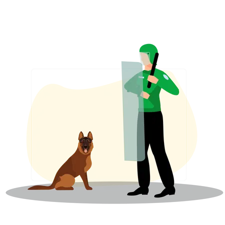 Security police with dog  Illustration