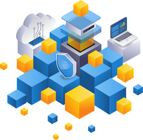 Security server analysis technology abstract box  Illustration