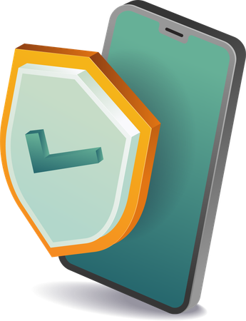 Security shield with smartphone technology  Illustration