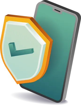 Security shield with smartphone technology  Illustration