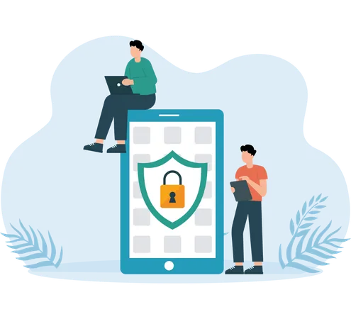 Security team working on business security  Illustration