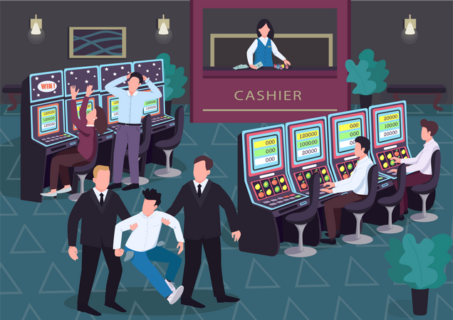 Security walk off loser with empty pockets  イラスト