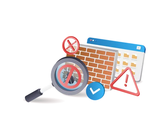 Security wall malware virus scan  Illustration