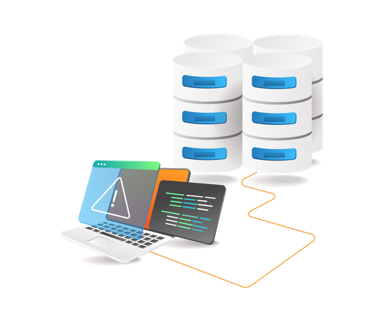 Security warning on database  Illustration
