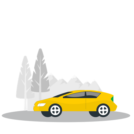 Sedan car in forest Illustration
