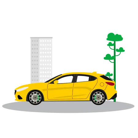 Sedan car in the city  Illustration