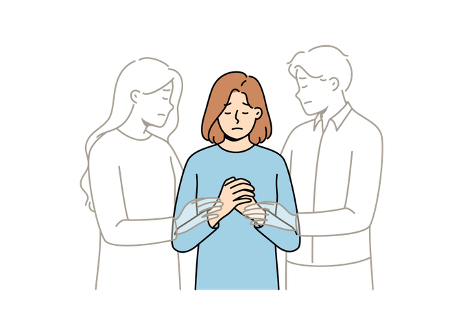 Seelen verstorbener Eltern unterstützen älteres Mädchen, das durch den Tod geliebter Menschen bei einer Katastrophe Waise wurde  Illustration