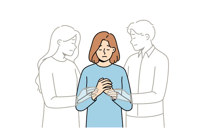 Seelen verstorbener Eltern unterstützen älteres Mädchen, das durch den Tod geliebter Menschen bei einer Katastrophe Waise wurde  Illustration