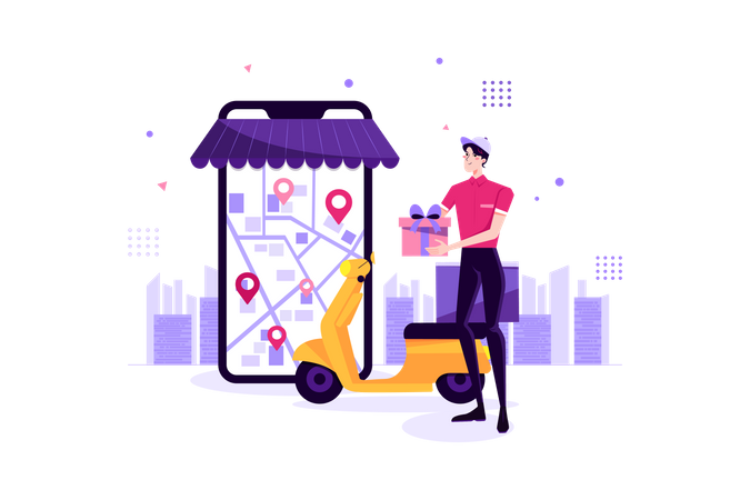 Seguimiento de entrega de pedidos de compras  Ilustración