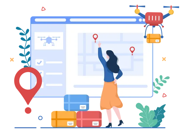Seguimiento de entregas con drones  Ilustración