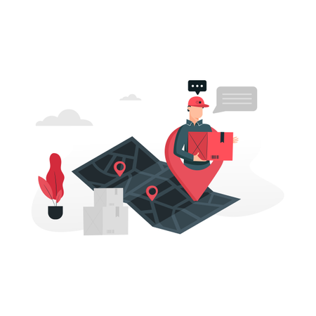 Seguimiento de entregas con GPS y navegación.  Ilustración