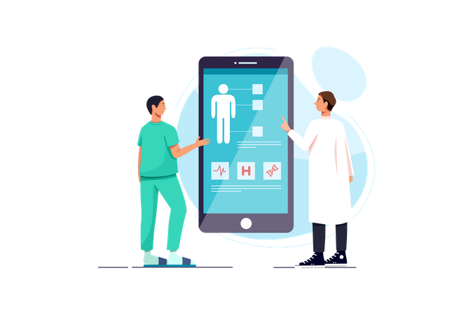 Seguimiento de salud en línea  Ilustración