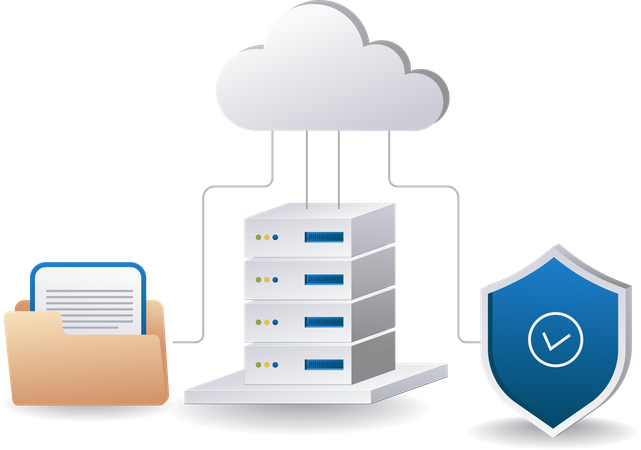 Segurança de dados armazenados em servidor em nuvem  Illustration