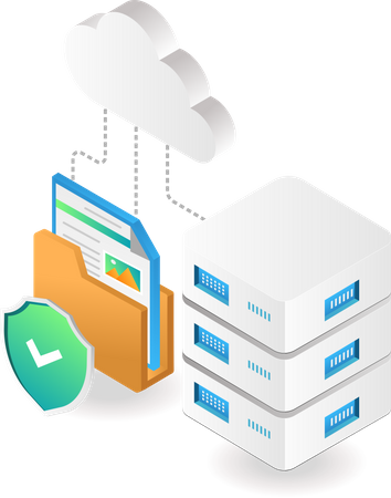 Segurança de dados do servidor em nuvem  Ilustração
