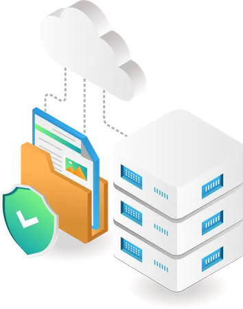 Segurança de dados do servidor em nuvem  Ilustração