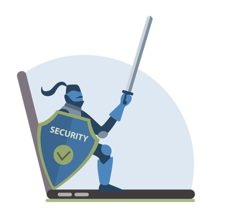 Segurança de laptop contra ataques cibernéticos  Ilustração