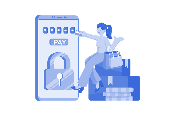 Segurança nas transações de pagamento online  Ilustração