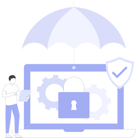 Segurança do sistema garantida pelo funcionário  Ilustração