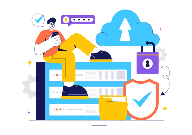 Segurança na nuvem digital  Ilustração