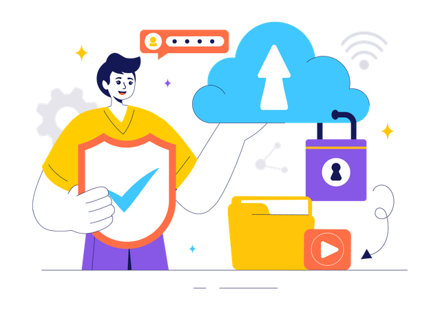Segurança na nuvem digital  Ilustração