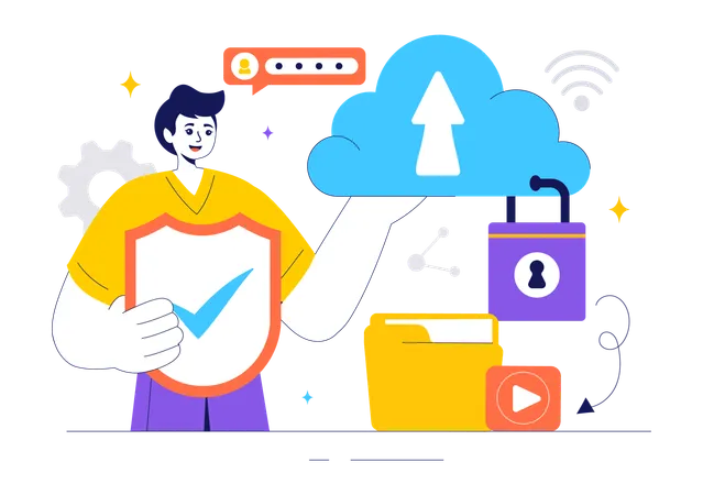 Segurança na nuvem digital  Ilustração