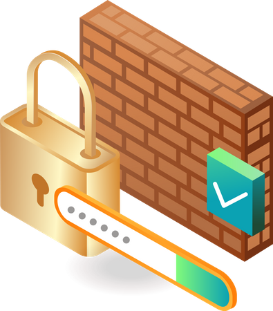 Firewall de segurança protegido com senha  Ilustração