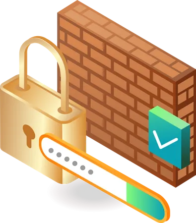 Firewall de segurança protegido com senha  Ilustração