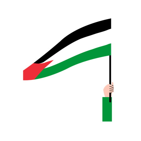 Mão segurando a bandeira da Palestina  Ilustração
