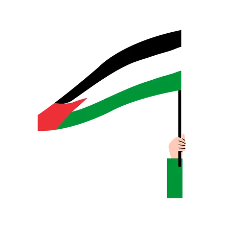 Mão segurando a bandeira da Palestina  Ilustração