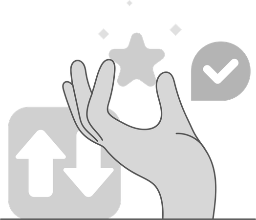 Mão segurando estrela enquanto verificado  Ilustração