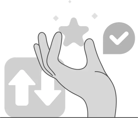 Mão segurando estrela enquanto verificado  Ilustração