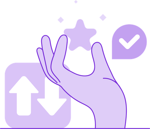 Mão segurando estrela enquanto verificado  Ilustração