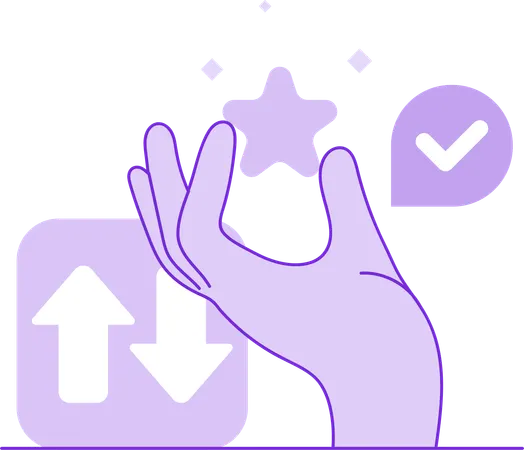 Mão segurando estrela enquanto verificado  Ilustração