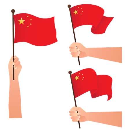 Mão segurando bandeiras nacionais da China  Ilustração