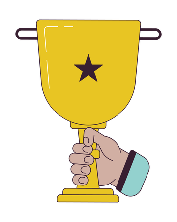 Segurando a taça do troféu  Ilustração