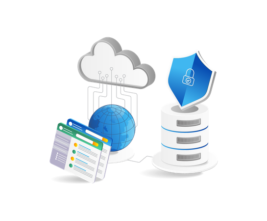 Seguridad de la base de datos en la nube  Ilustración