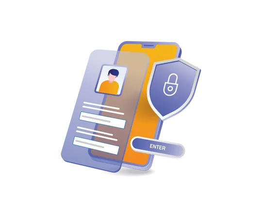 Seguridad de la cuenta personal del teléfono inteligente  Ilustración