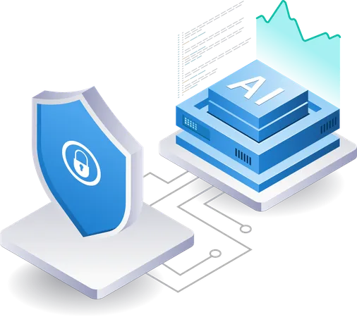 Seguridad de datos con tecnología de inteligencia artificial  Ilustración