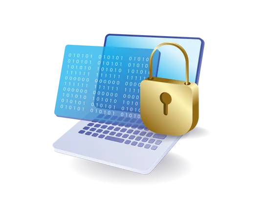 Seguridad de datos contra piratas informáticos de malware  Ilustración