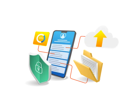 Seguridad de datos de aplicaciones de teléfonos inteligentes  Ilustración