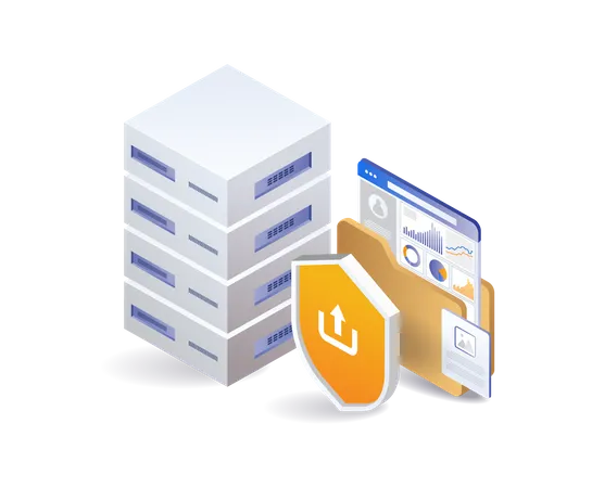 Seguridad de datos del servidor central  Ilustración